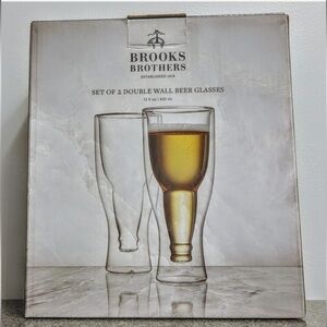Brooks Brothers Set Of 2 Double Wall 13.9 Ounce Beer Glasses New Never U…